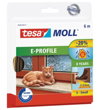 Tesamoll E-Profil Gummidichtung 6m braun, 05463-00121-00